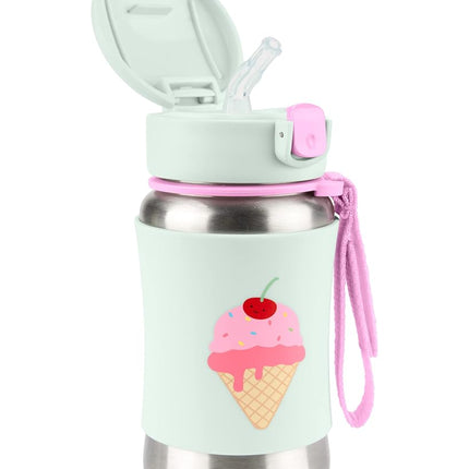 Skip Hop Toddler Sippy Cup with Straw, Sparks Stainless Steel Straw Bottle, Ice Cream