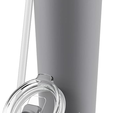 Vaso Ello Beacon de acero inoxidable con aislamiento al vacío con popote opcional, 24 oz, gris