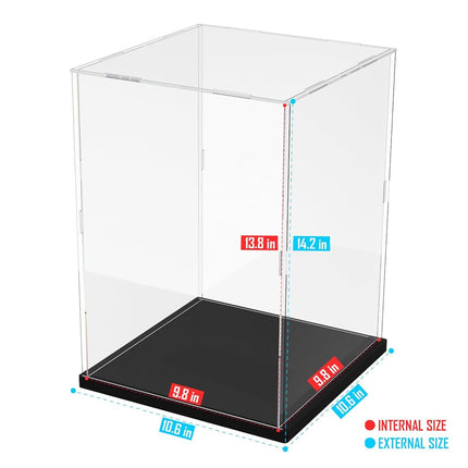 Choowin Acrylic Display Case for Lego 76414 75335 75308 71794 Thickened Clear Acrylic Display Box for Collectibles Countertop Display Case for Action Figures Model Toy Dustproof Showcase(Black Base)