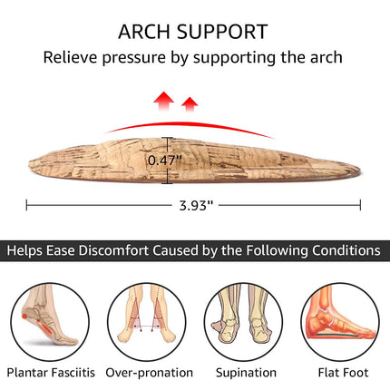 Dr. Foot's Arch Support Shoe Insoles for Flat Feet, Gel Arch Inserts for Plantar Fasciitis, Adhesive Arch Pad for Relieve Pressure and Feet Pain, Cork - 2 Pairs, 2 Count (Pack of 1)
