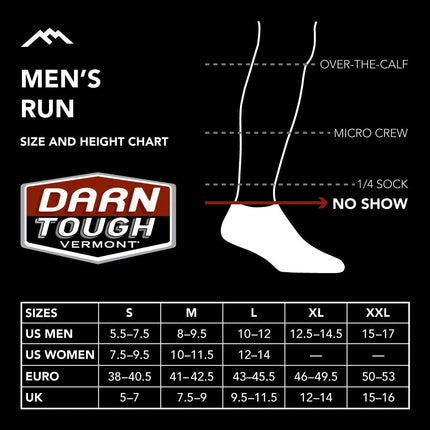 Darn Tough Men's Run No Show Tab Ultra-Lightweight with Cushion - Merino Wool Socks for Running, Black, Medium