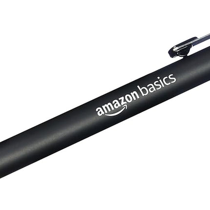 Amazon Basics Retractable Ballpoint Pens, Soft Grip, Smudge Free, Ideal for School, Office, Black, Pack of 12
