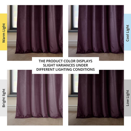 HPD Half Price Drapes Heritage Plush Velvet Curtains 108 Inches Long Room Darkening Curtains for Bedroom & Living Room 50W x 108L, (1 Panel), Winter Plum