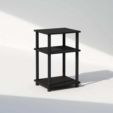 Furinno JUST Night Stand, 3-Tier Turn-N-Tube Nightstand, Toolless Bedside Table, End Table, Side Table with Open Storage for Bedroom, Living Room, Americano