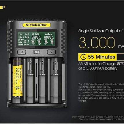 NITECORE UMS4 Intelligent USB 4-Slot Superb Battery Charger for Li-Ion, IMR, Ni-MH/Ni-Cd, 18650 26650