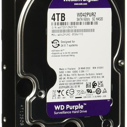 WD PURPLE 4000GB 256MB 3.5IN SATA 6GB/S 5400 RPM