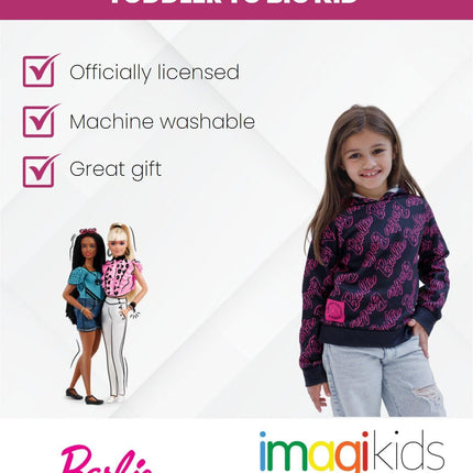 Sudadera con capucha de forro polar de Barbie para niñas, talla de bebé a niño grande, rosa, 5T