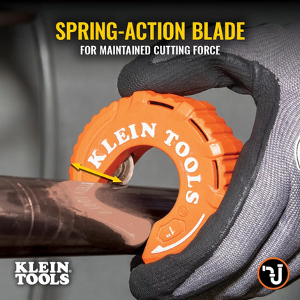 Klein Tools 50057 C-Style Copper Tubing Pipe Cutter Tool, 1-Inch Cutting Capacity, Ultra-Compact for Tight Spaces, Free-Spinning Rollers