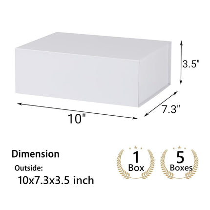 MUMUPACK White Gift Box,10x7.3x3.5 Gift Boxes With Lids For Presents Includes Ribbon And Diy Printable Sticker Paper,Bridesmaid Proposal Box,Magnetic Gift Box For Birthday,Wedding,Graduation