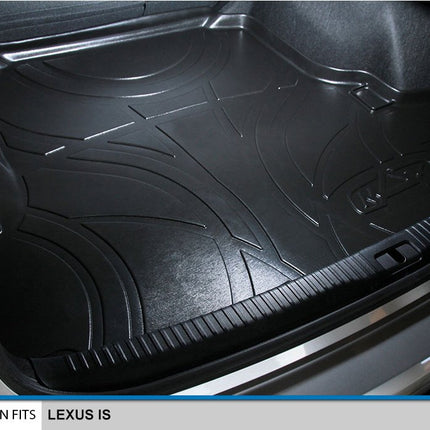 MAXFLOORMAT Floor Mats and MAXTRAY Cargo Liner for Lexus IS Sedan (2014-2017) (Non All-Wheel Drive) Complete Set (Black)