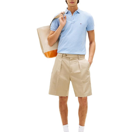 Tommy Hilfiger Men's Short Sleeve Polo Shirts in Slim Fit with Stretch and Organic Pique Cotton, Vessel Blue Heather, XXL