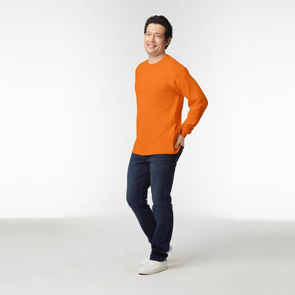 Gildan Men's, Ultra Cotton Long Sleeve T-Shirt, Style G2400, Safety Orange, S