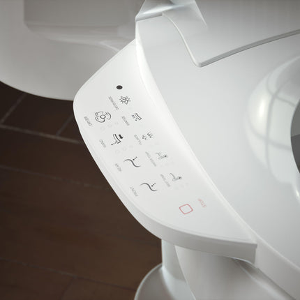 KOHLER K-8298-0 C3 155 Asiento de inodoro alargado con bidé de agua tibia, blanco con tapa y asiento de cierre silencioso, desodorización automática, varilla autolimpiante, presión de agua ajustable, luz nocturna, asiento con calefacción