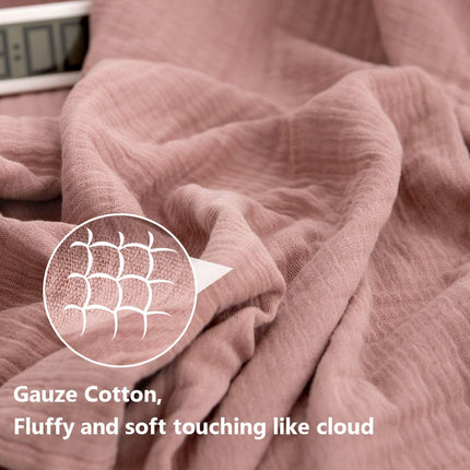 Simple&Opulence Cotton Muslin Throw Blanket for Bed, Couch, Knit Woven Gauze Blanket with Tassels, Soft Lightweight Cozy Pre-Washed Breathable Farmhouse Decoration for All-Season (Dusty Rose)