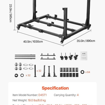 VEVOR Jeep Door Storage Cart, 4 Doors Moveable Storage Cart Rack with Thickened Rubber Cushion, Sturdy Car Door Holder Cart Fit for Jeep Wrangler JK JKU JL Gladiator