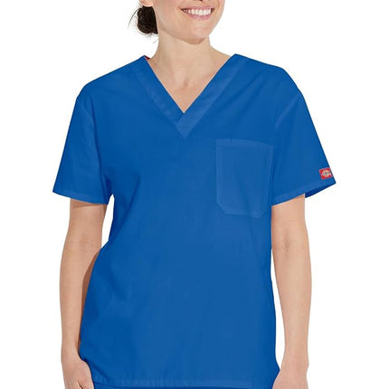 Dickies Men's V-Neck Scrub Top, Red, 5X-Large