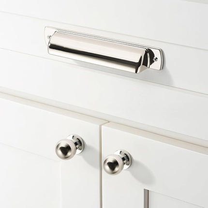 khtumeware 10 Pack 4" Polished Nickel Cabinet Cup Pulls Kitchen Hardware Cabinet Handles Drawer Handles Knobs 4 inch Hole Center