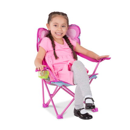 Melissa & Doug Chaise de camping papillon Cutie Pie (emballage sans frustration), rose