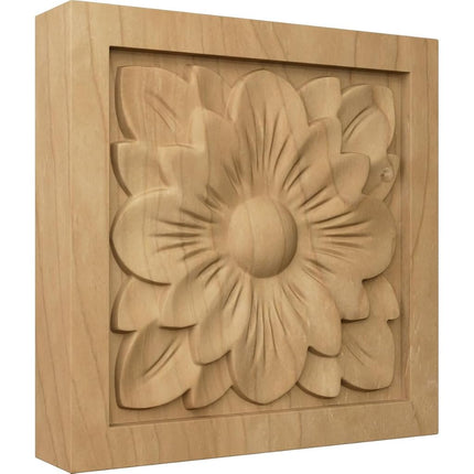 Ekena Millwork ROS03X03DGMA Medium Dogwood Flower Rosette, 3 1/2-Inch x 3 1/2-Inch x 3/4-Inch, Maple
