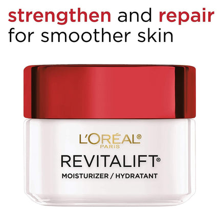 L'Oreal Paris Revitalift Crema Hidratante de Día Antiarrugas y Reafirmante para Rostro y Cuello, 1.7 Onzas