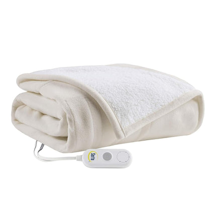Manta térmica Serta - Manta eléctrica reversible de forro polar a sherpa, calentamiento rápido, temporizador de apagado automático, múltiples configuraciones de calor, certificación ETL, lavable a máquina, color canela 50"x 60"