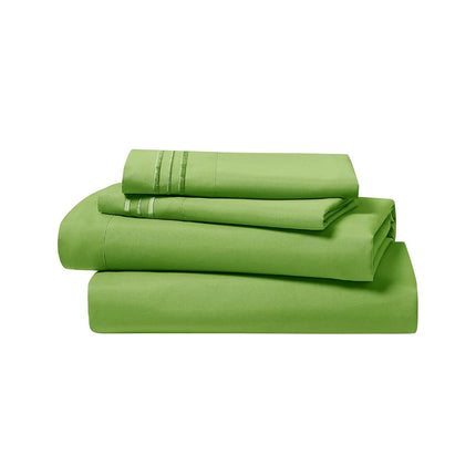 Clara Clark Premier 1800 Collection Deluxe Microfiber 3-Line Bed Sheet Set, California King, Garden Green