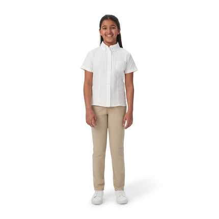 Camisa Oxford de manga corta para niña French Toast, blanca, 14-15 Plus