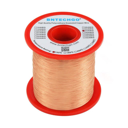 BNTECHGO 34AWG Magnet Wire 1lb Natural Enameled Copper Wire 0.0063"(0.16mm)