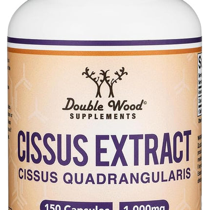Double Wood Supplements Cissus Quadrangularis Super Extract, 150 Capsules, Dietary Supplement for Joint and Tendon Pain, 1000mg Serving Size