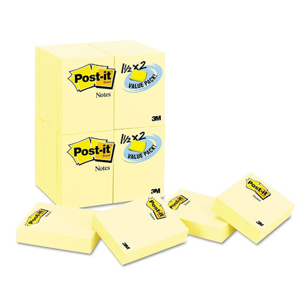 Post-it Notes Value Pack, 1-1/2 x 2-Inches, Canary Yellow, 24-Pads/Pack