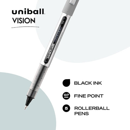 Bolígrafos Roller Uni-ball Vision Stick, Punta Fina, Tinta Negra de Uni-ball