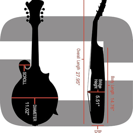 Estuche rígido ABS Crossrock – Se adapta a la mayoría de mandolinas estilo F, con compartimento interior, correas de mochila – Plateado (CRA862MFSL)