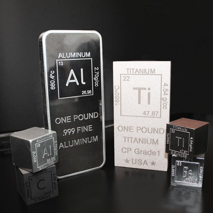 1 lb Aluminum Bar Bullion Paperweight with Element Design with Certificate of Authenticity (1 Pound) by Mint State Gold