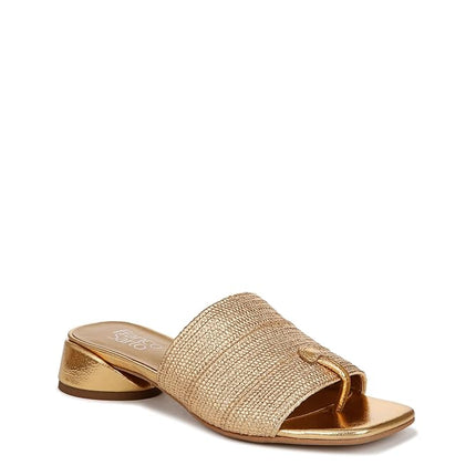 Franco Sarto Womens Loran Slide Sandal Gold Stretch Raffia 6M
