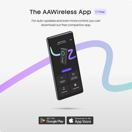 AAWireless Two+ Android Auto & Carplay 2-in-1 Adapter — Wireless Connection via Bluetooth & WiFi — Suitable for iOS 10+ & Android 11+ — Multifunctional Button — Made in Europe
