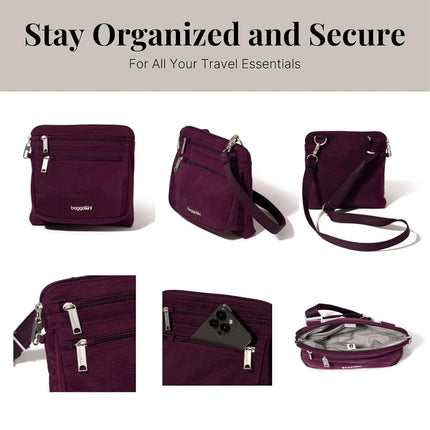 Baggallini Securtex Anti-Theft Crossbody, Mulberry, One Size