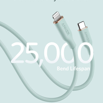 Anker Powerline III Flow, USB C to Lightning Cable for iPhone 12 Pro/11/X/XS/XR/ 8 Plus, AirPods Pro, (6ft) [MFi Certified] Supports Power Delivery, Silicone(Charger Not Included) (Mint Green)