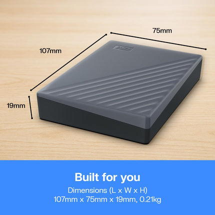 WD 4TB My Passport Works with USB-C, portable external hard drive, USB 3.2 Gen 1, software for device management, backup, password protection, Works with PC, Mac, Chromebook, Gaming Consoles, Grey