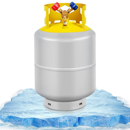 Bouteille de récupération de réfrigérant 30 LB avec vanne en Y 1/4 SAE liquide/vapeur, Bouteille de récupération de réfrigérant AC Fréon réutilisable sans interrupteur à flotteur