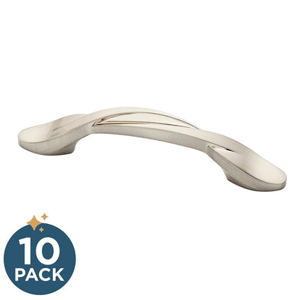 Franklin Brass P35518K-SN-B, 3" (76mm) Twisted Arch Kitchen Cabinet Drawer Handle Pull, Satin Nickel, 10-Pack, 3 Inch