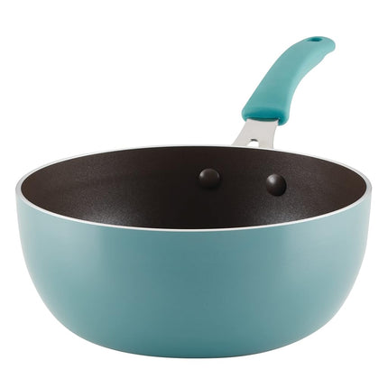 Rachael Ray Cook + Create Nonstick Saucier Pan/Saucepan, 3 Quart, Agave Blue