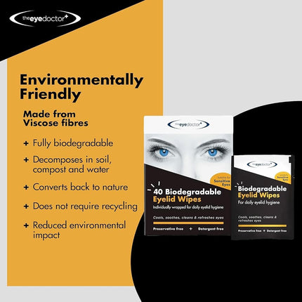 Eye Doctor Eyelid Wipes, 40 Sterile Eye Wipes for Dry Sensitive Eyes, Large