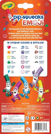 Crayola Emoji Stampers, Pip Squeaks Washable Markers, Gift for Boys & Girls, 16 Count