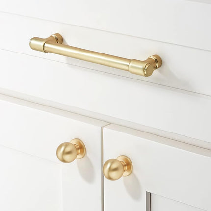 khtumeware 6 Pack 7" Drawer Pulls Brushed Gold Cabinet Cup Pulls Kitchen Hardware Cabinet Handles Drawer Handles Knobs 7 inch Hole Center