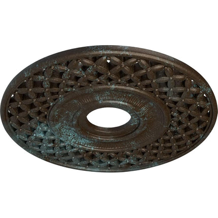 Ekena Millwork CM22RBBBS Robin Ceiling Medallion, Hand-Painted Bronze Blue Patina, 22 1/4" OD x 4 3/4" ID x 1 1/4" P (Fits Canopies up to 6 1/4")