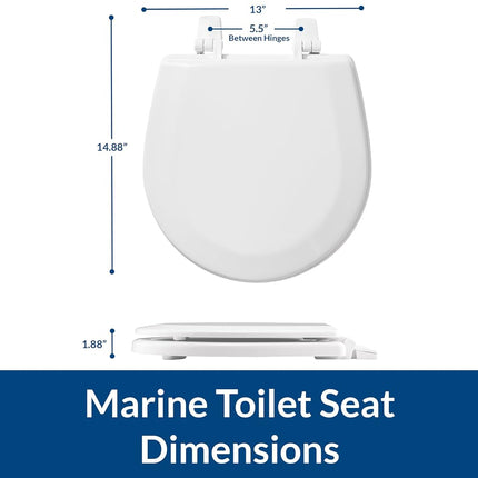 Bemis TC50TTA 000 Marine Toilet Seat, Durable Enameled Wood, 14.88" L x 13" W, White, 1 Pack