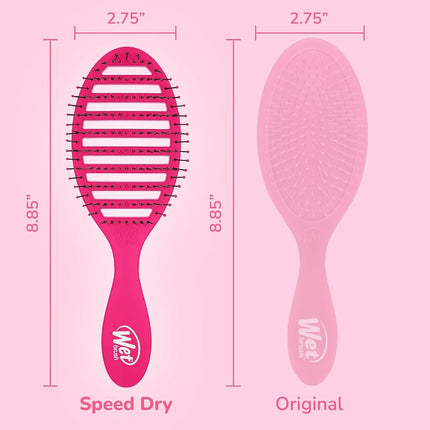Wet Brush Speed Dry Detangler (Pink)- Ergonomic, Heat Flex Bristles, Blow Dry, Detangling Knots, Snag Anti-Static Brush for All Hair Type