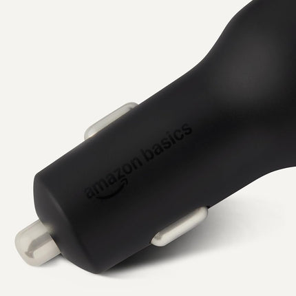 Amazon Basics Fast-Charging Car Charger for Phone and Tablet, Dual-Port USB-C and USB-A, 48W, Black