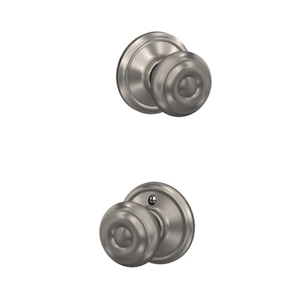 SCHLAGE F10 GEO 619 Georgian Door Knob, Hall & Closet Passage Lock, Satin Nickel
