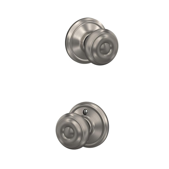 SCHLAGE F10 GEO 619 Georgian Door Knob, Hall & Closet Passage Lock, Satin Nickel